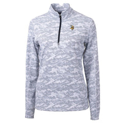 NFL Minnesota Vikings Cutter & Buck Women's Traverse Camo Print Stretch Quarter-Zip Pullover Top