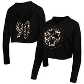 NFL Pittsburgh Steelers T.J. Watt Majestic Threads Women's Leopard Player Name & Number Long Sleeve Cropped Hoodie