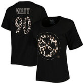 NFL Pittsburgh Steelers T.J. Watt Majestic Threads Women's Leopard Player Name & Number T-Shirt