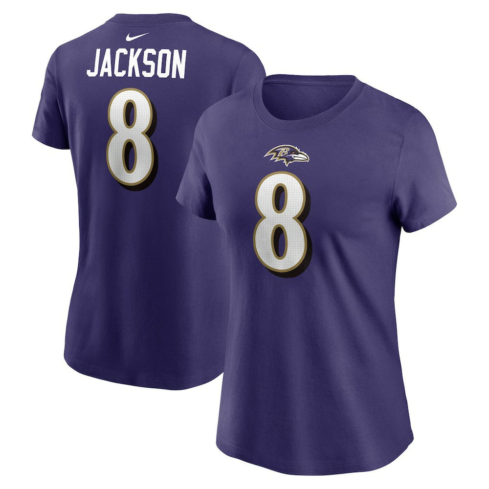 NFL Baltimore Ravens Lamar Jackson Women's Player Name & Number T-Shirt