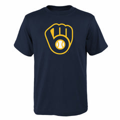 Milwaukee Brewers Youth Logo Primary Team T-Shirt - Navy