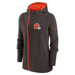 NFL Cleveland Browns Women's Asymmetrical Raglan Full-Zip Hoodie