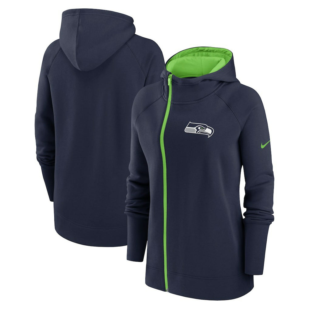 NFL Seattle Seahawks Women's Asymmetrical Raglan Full-Zip Hoodie