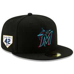 Miami Marlins 2024 Jackie Robinson Day 59FIFTY Fitted Hat - Black | New Era