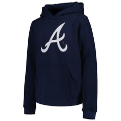Atlanta Braves Youth Team Primary Logo Pullover Hoodie - Navy