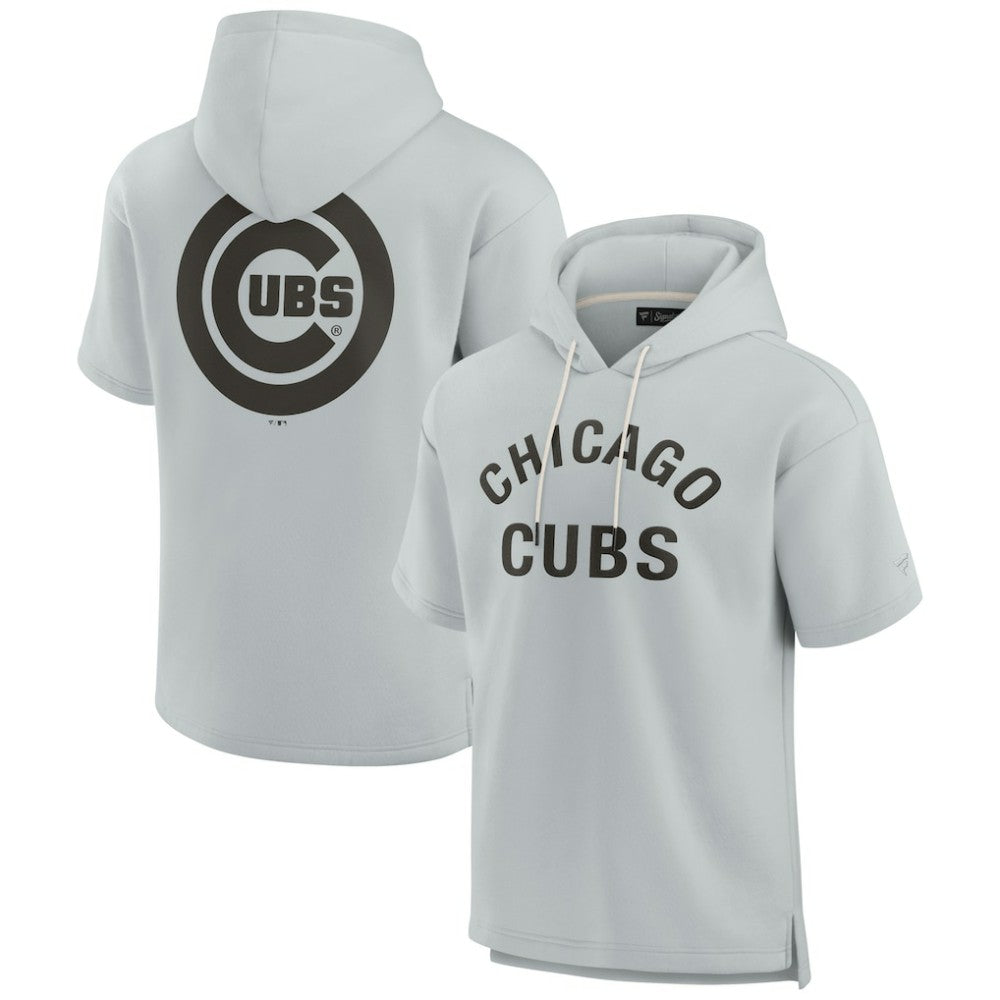 Chicago Cubs Unisex Elements Super Soft Fleece Short Sleeve Pullover Hoodie - Gray