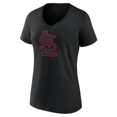 St. Louis Cardinals Women's Rough Diamond V-Neck T-Shirt - Black
