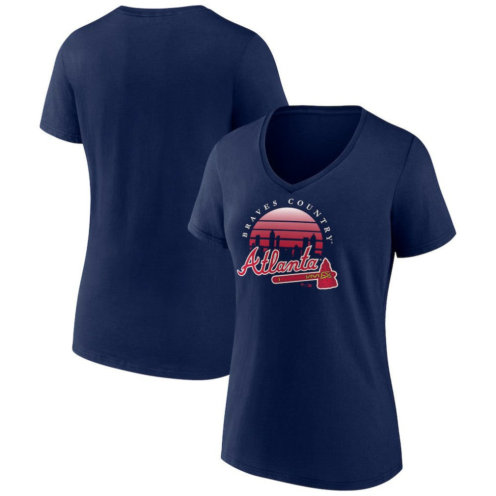 Atlanta Braves Women's One Champion V-Neck T-Shirt - Navy