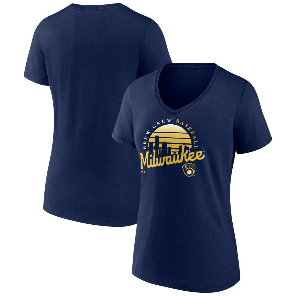 Milwaukee Brewers Women's One Champion V-Neck T-Shirt - Navy