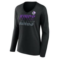 Portland Trail Blazers Women's Tumble V-Neck Long Sleeve T-Shirt - Black on sale