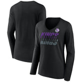Sacramento Kings Women's Tumble V-Neck Long Sleeve T-Shirt - Black discount