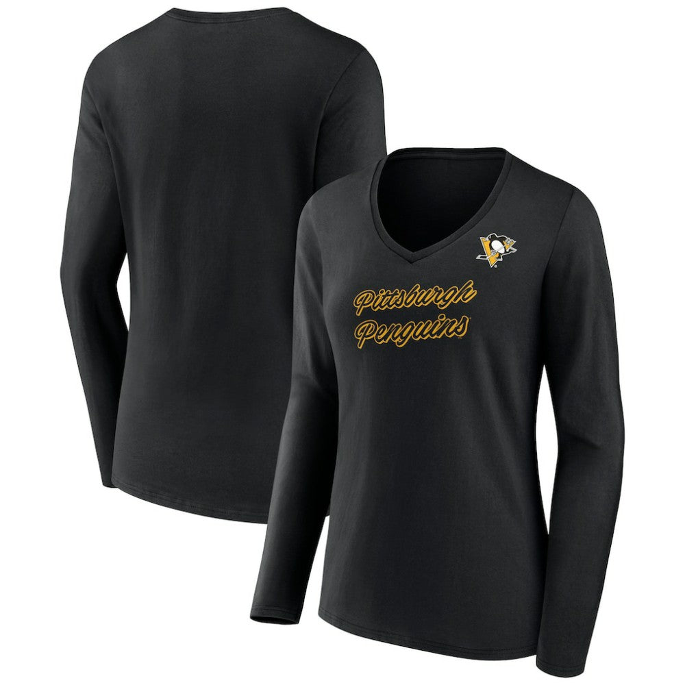 Pittsburgh Penguins Women's Forge Long Sleeve V-Neck T-Shirt