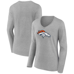 NFL Denver Broncos Women's Primary Team Logo Long Sleeve V-Neck T-Shirt