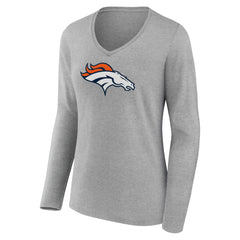 NFL Denver Broncos Women's Primary Team Logo Long Sleeve V-Neck T-Shirt