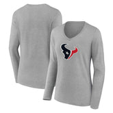 NFL Houston Texans Women's Primary Team Logo Long Sleeve V-Neck T-Shirt