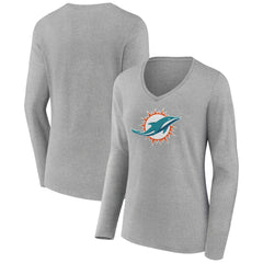 NFL Miami Dolphins Women's Primary Team Logo Long Sleeve V-Neck T-Shirt