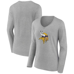 NFL Minnesota Vikings Women's Primary Team Logo Long Sleeve V-Neck T-Shirt