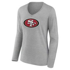 NFL San Francisco 49ers Women's Primary Team Logo Long Sleeve V-Neck T-Shirt