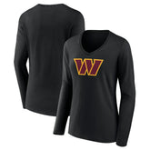 NFL Washington Commanders Women's Primary Team Logo Long Sleeve V-Neck T-Shirt