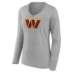 NFL Washington Commanders Women's Primary Team Logo Long Sleeve V-Neck T-Shirt