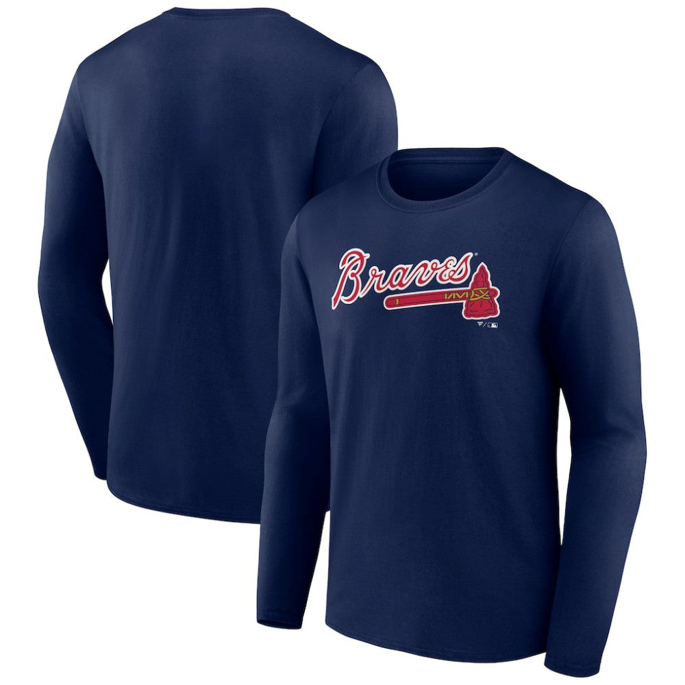 Atlanta Braves Wordmark Long Sleeve T-Shirt - Navy