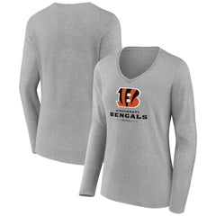 NFL Cincinnati Bengals Women's Logo Team Lockup Long Sleeve V-Neck T-Shirt