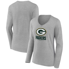 NFL Green Bay Packers Women's Logo Team Lockup Long Sleeve V-Neck T-Shirt