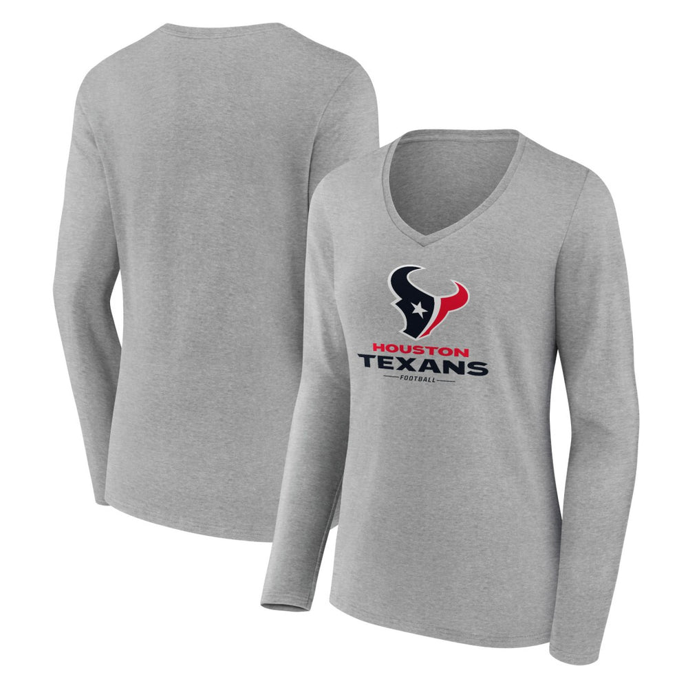 NFL Houston Texans Women's Logo Team Lockup Long Sleeve V-Neck T-Shirt