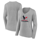 NFL Houston Texans Women's Logo Team Lockup Long Sleeve V-Neck T-Shirt