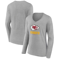 NFL Kansas City Chiefs Women's Logo Team Lockup Long Sleeve V-Neck T-Shirt