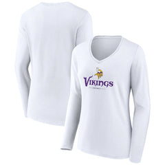 NFL Minnesota Vikings Women's Logo Team Lockup Long Sleeve V-Neck T-Shirt