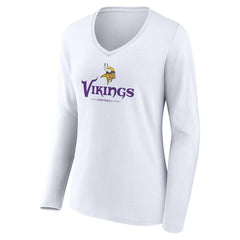NFL Minnesota Vikings Women's Logo Team Lockup Long Sleeve V-Neck T-Shirt