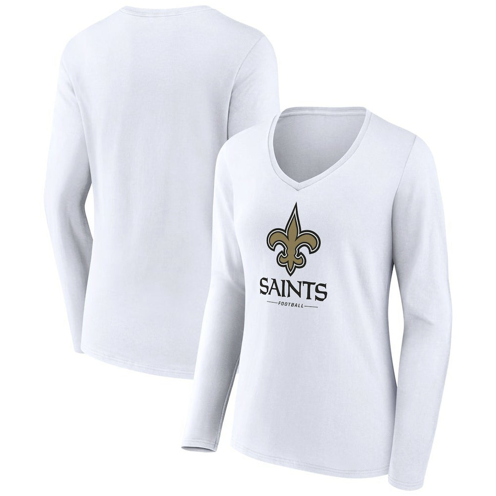 NFL New Orleans Saints Women's Logo Team Lockup Long Sleeve V-Neck T-Shirt