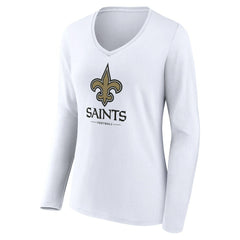 NFL New Orleans Saints Women's Logo Team Lockup Long Sleeve V-Neck T-Shirt