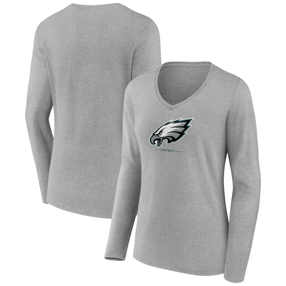 NFL Philadelphia Eagles Women's Logo Team Lockup Long Sleeve V-Neck T-Shirt