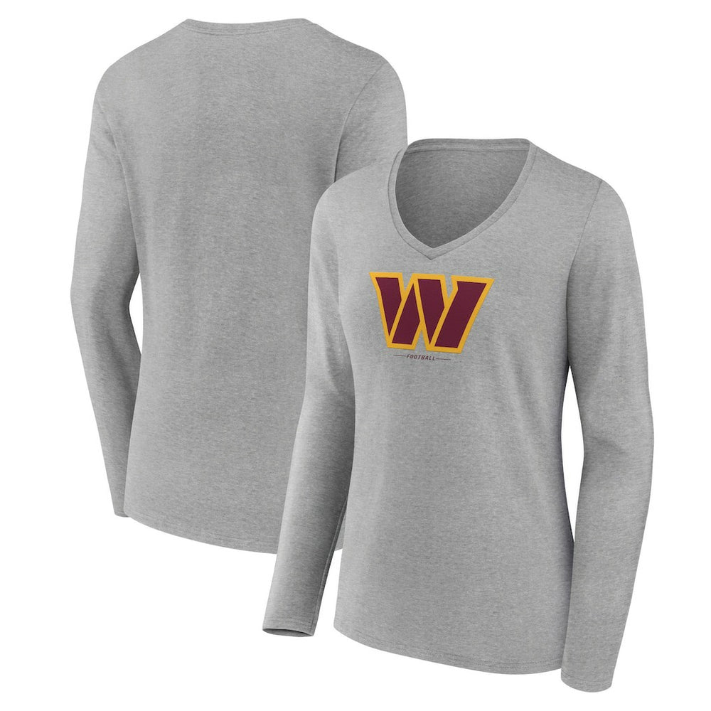 NFL Washington Commanders Women's Logo Team Lockup Long Sleeve V-Neck T-Shirt