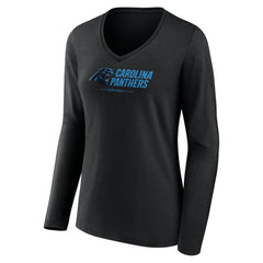 NFL Carolina Panthers Women's Logo Team Lockup Long Sleeve V-Neck T-Shirt
