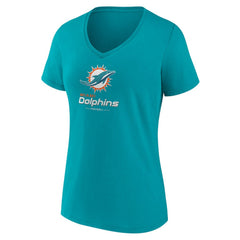 NFL Miami Dolphins Women's Logo Team Lockup V-Neck T-Shirt