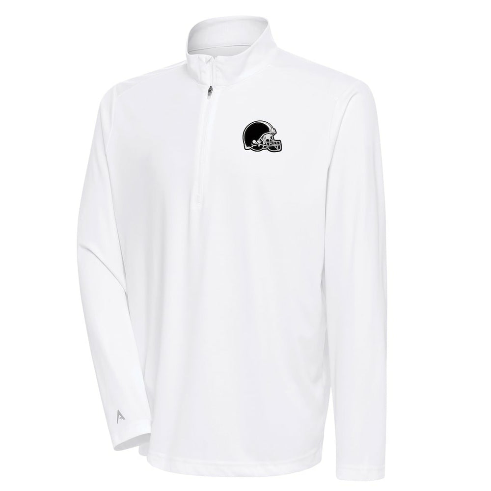 NFL Cleveland Browns Antigua Metallic Logo Tribute Quarter-Zip Top