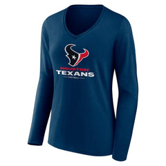 NFL Houston Texans Women's Logo Team Lockup Long Sleeve V-Neck T-Shirt