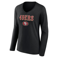 NFL San Francisco 49ers Women's Logo Team Lockup Long Sleeve V-Neck T-Shirt