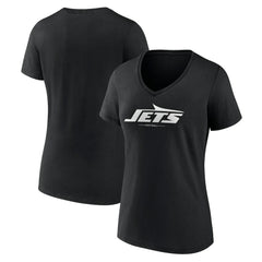 NFL New York Jets Women's Logo Team Lockup V-Neck T-Shirt