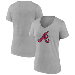 Atlanta Braves Women's Official Logo V-Neck T-Shirt - Gray