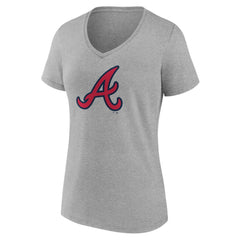 Atlanta Braves Women's Official Logo V-Neck T-Shirt - Gray