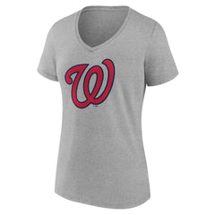 Washington Nationals Women's Official Logo V-Neck T-Shirt - Gray
