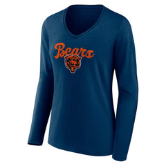 NFL Chicago Bears Women's Freehand Team Long Sleeve V-Neck T-Shirt