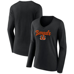 NFL Cincinnati Bengals Women's Freehand Team Long Sleeve V-Neck T-Shirt