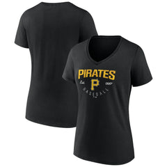 Pittsburgh Pirates Women's Live For It Team V-Neck T-Shirt - Black