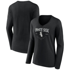 Chicago White Sox Women's Live For It Long Sleeve Long Sleeve V-Neck T-Shirt - Black