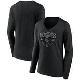 Colorado Rockies Women's Live For It Long Sleeve Long Sleeve V-Neck T-Shirt - Black